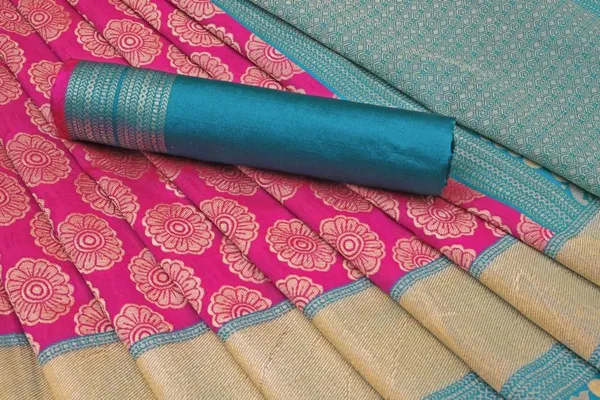 Pink_Woven_Kanjivaram_Silk_Saree_with_Saree_Cover